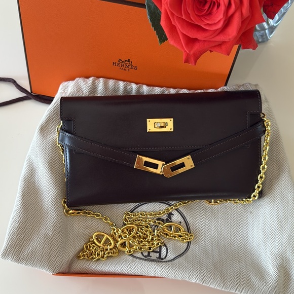 💯 Authentic Hermès Kelly Longue Wallet dark brown—SOLD - Picture 15 of 16